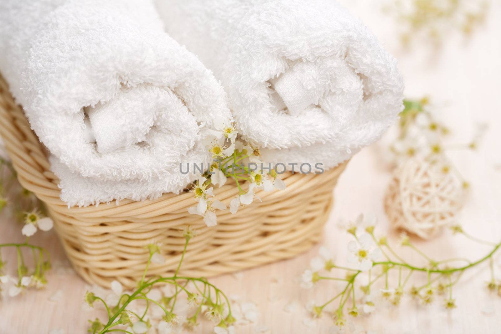 towels and flowers