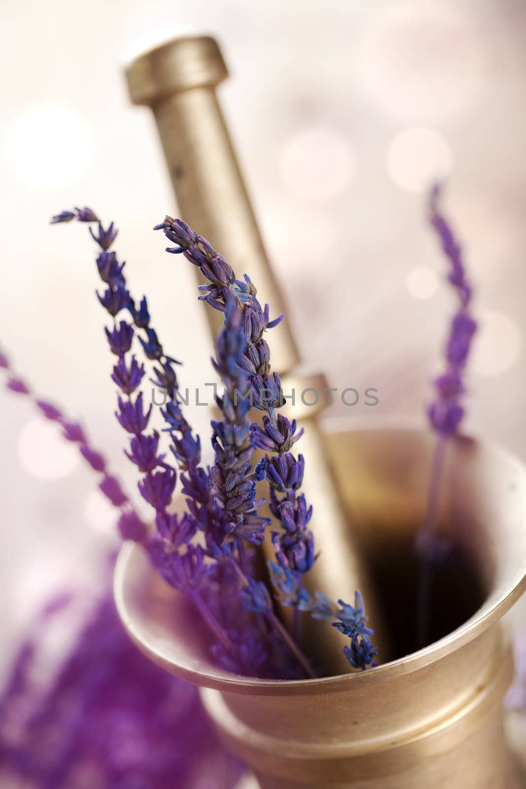 mortar with lavender 