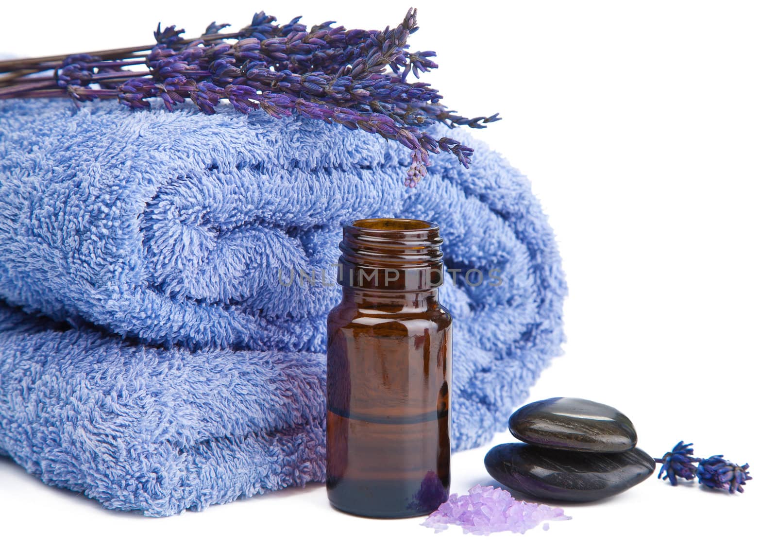 towel and lavender isolated 