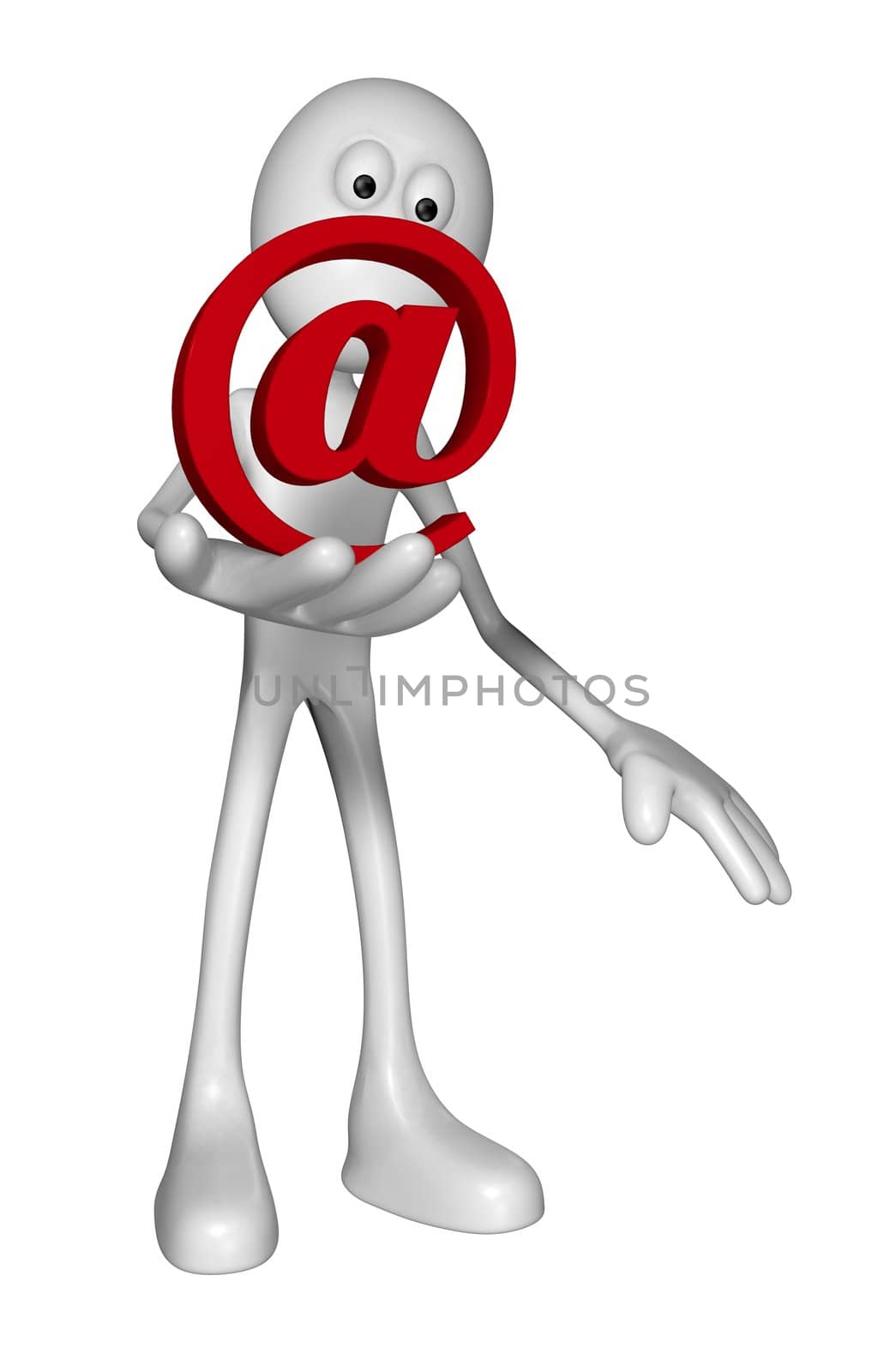 white guy is holding email alias - 3d illustration