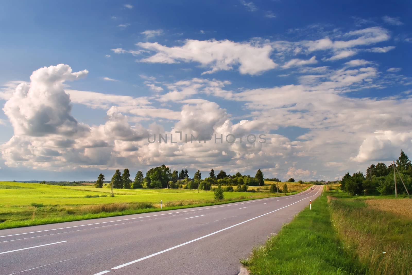 Rural road on sunny summer day