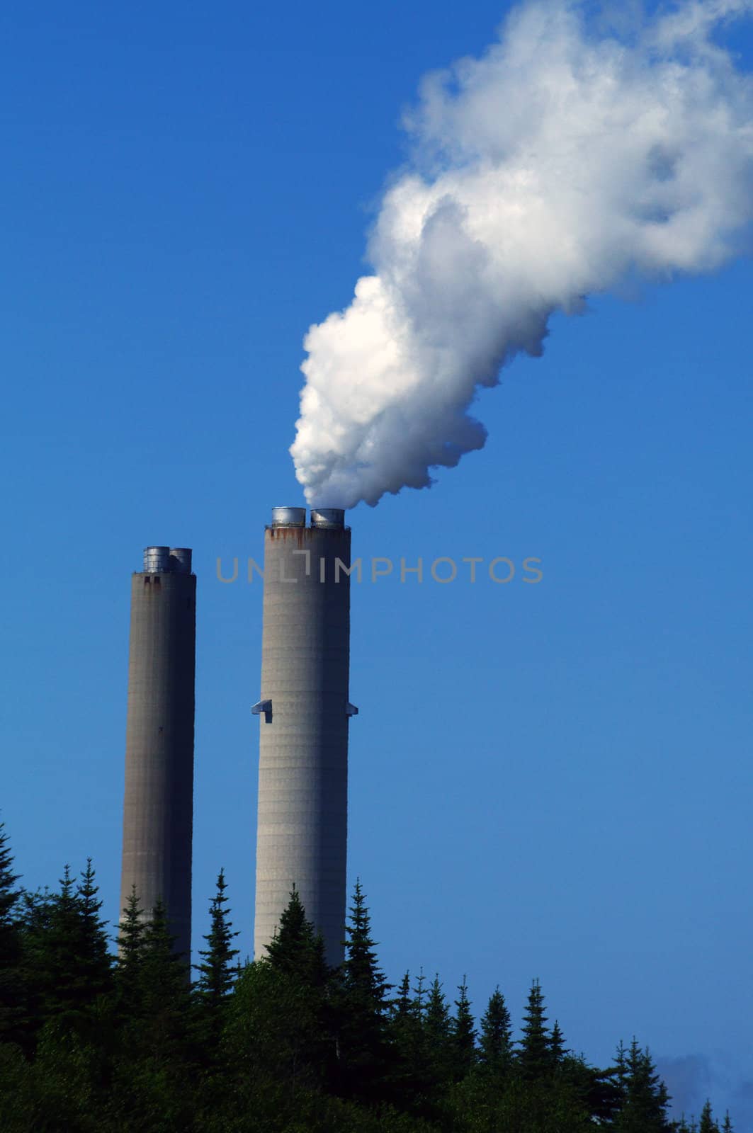 Smoke stacks at an oil fired electrical plant