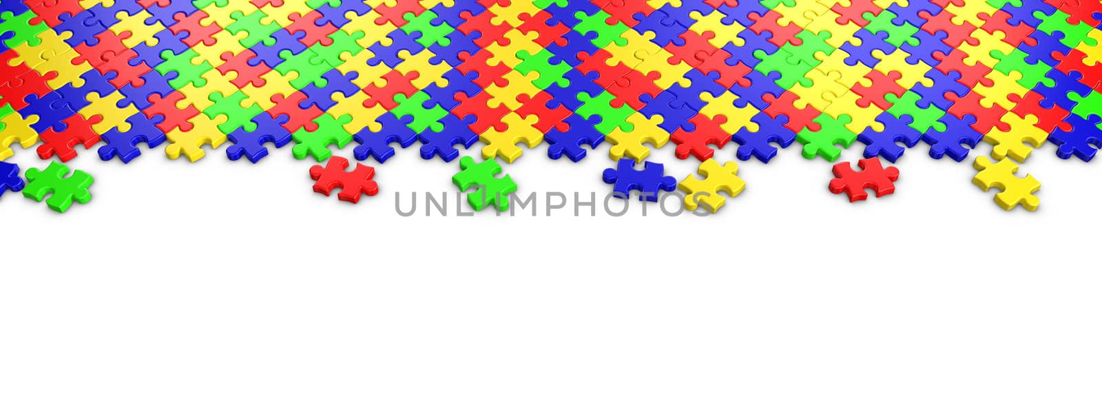 3D rendered puzzle on white background.