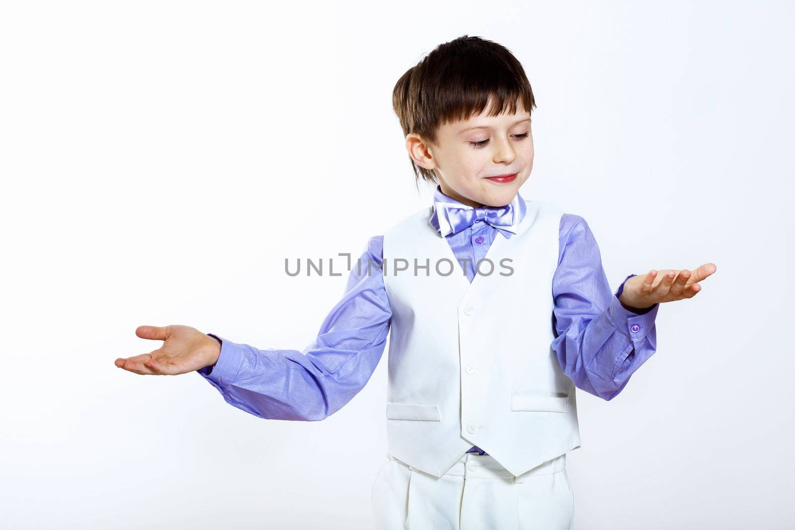 Portrait of a little boy dressed for a celebration