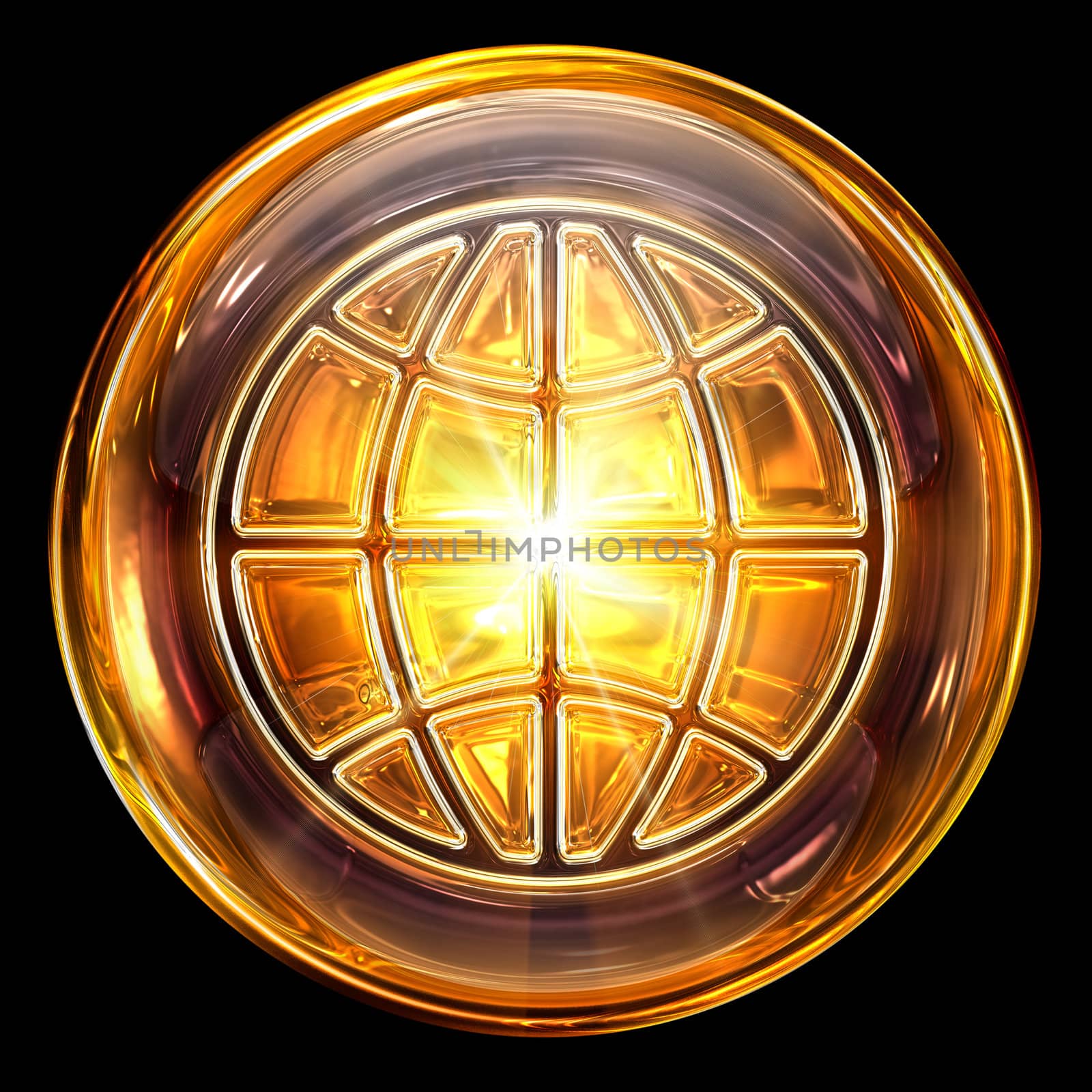 World icon fire, isolated on black background