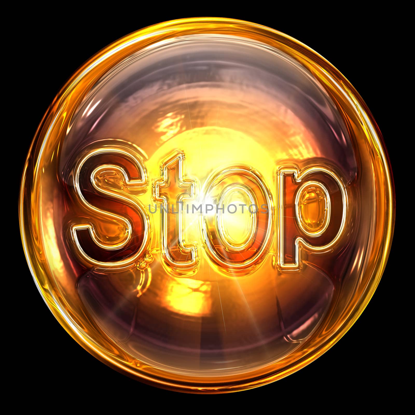 Stop icon fire, isolated on black background by zeffss