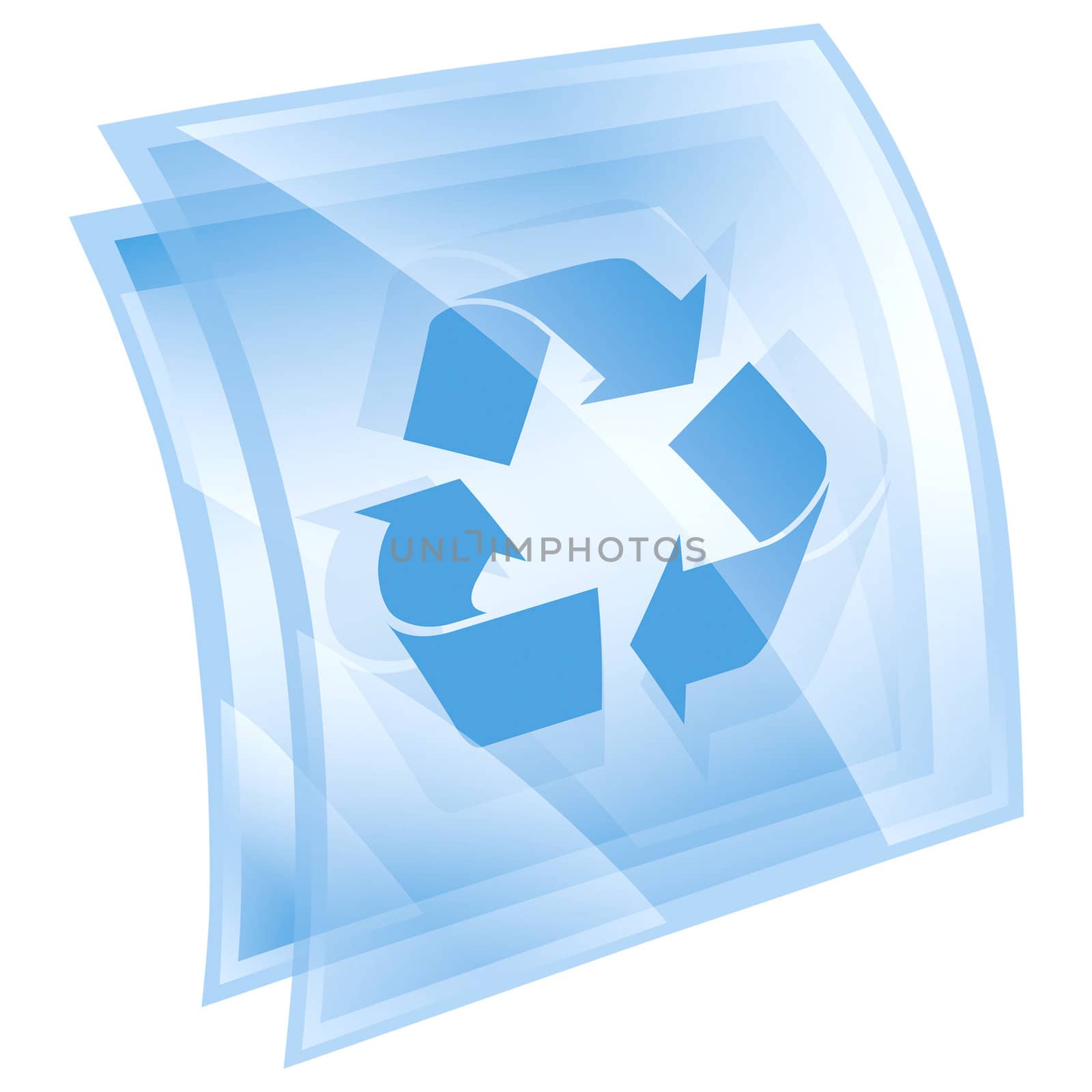 Recycling symbol icon blue square, isolated on white background. by zeffss