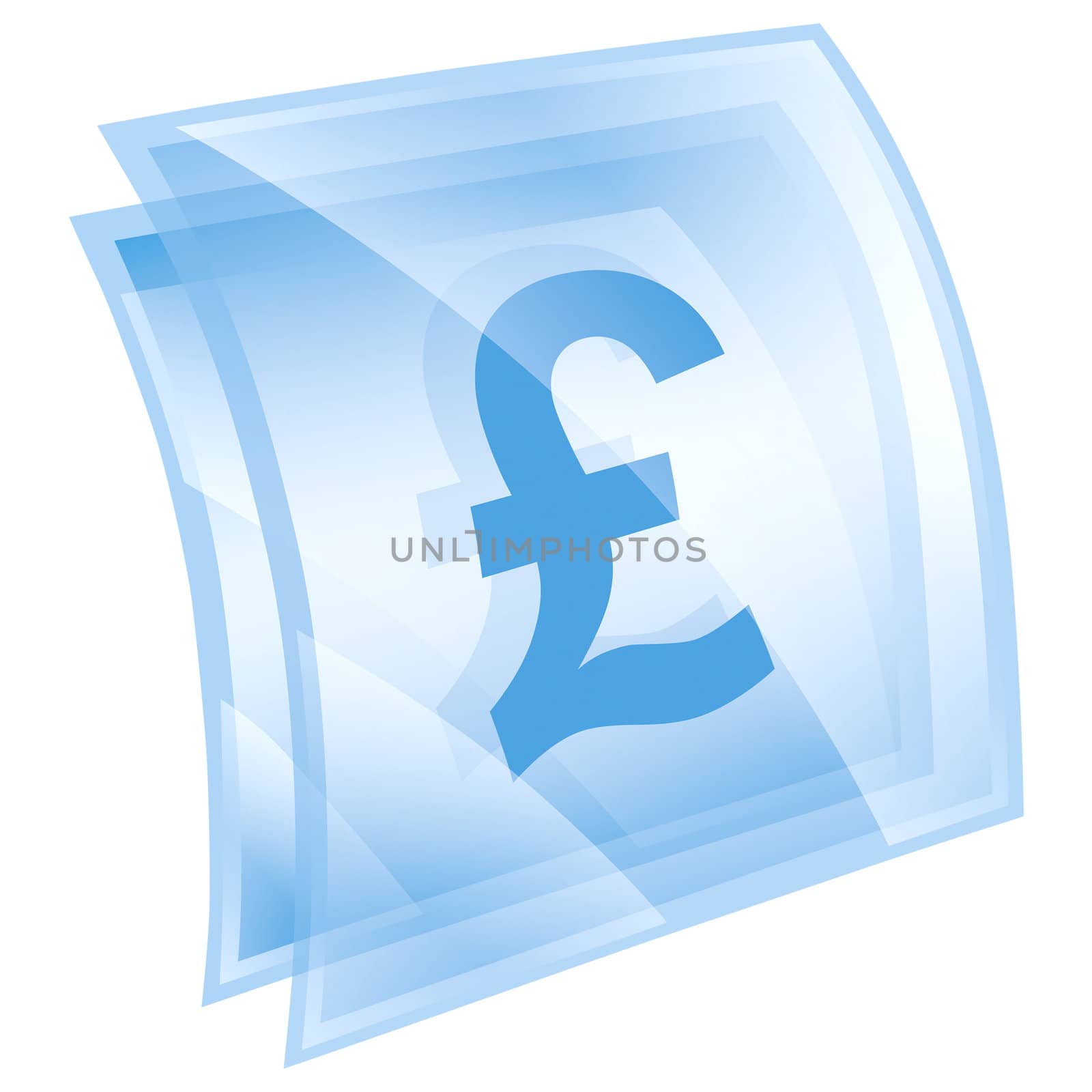 Pound icon blue square, isolated on white background