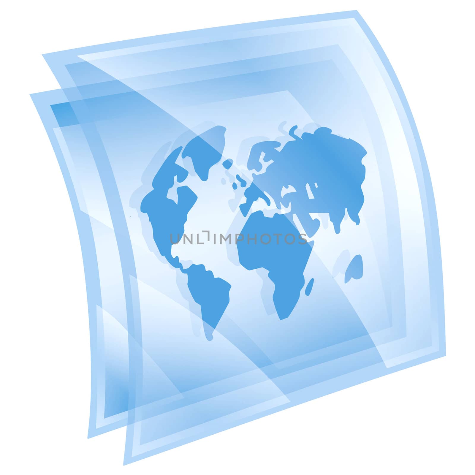 world icon blue, isolated on white background