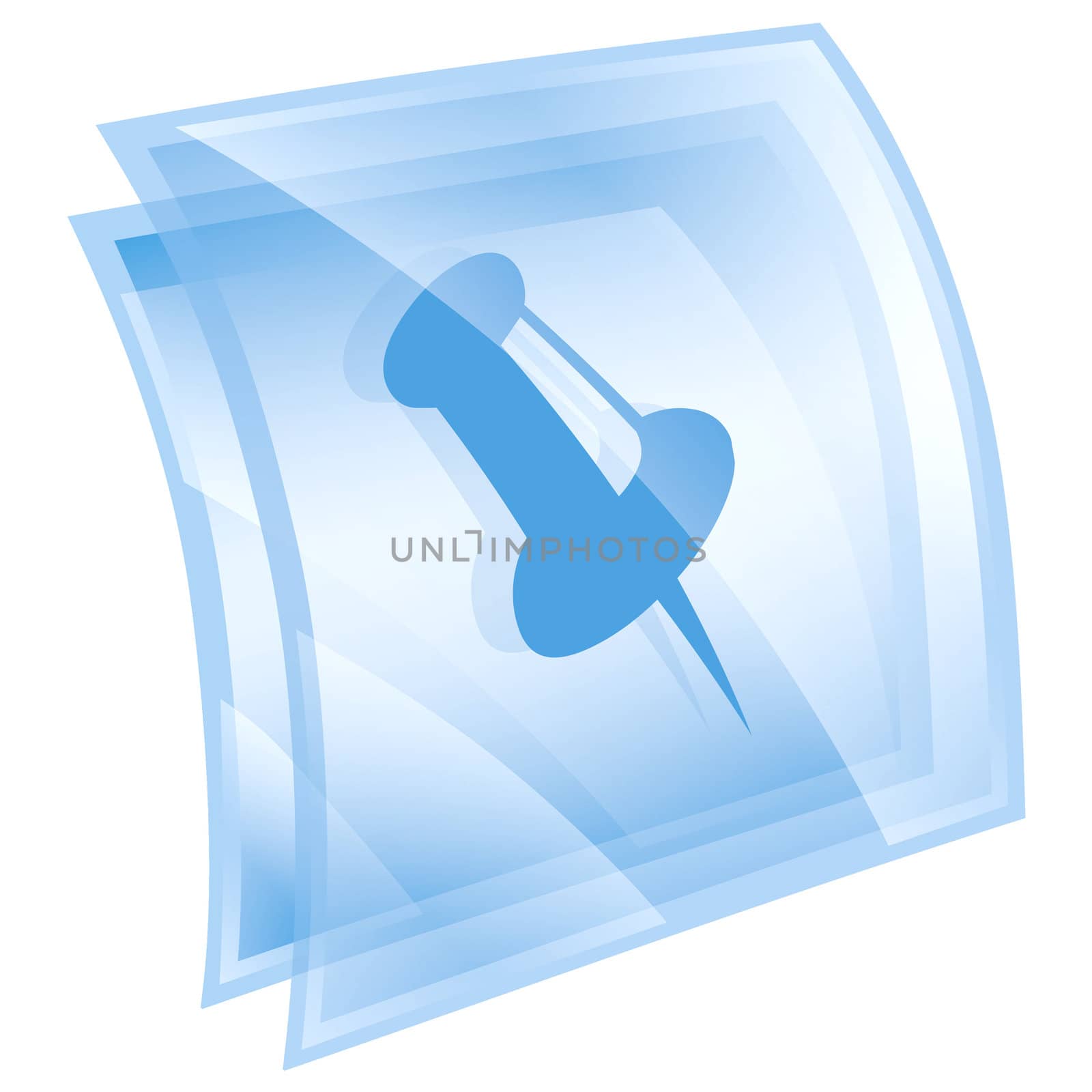 thumbtack icon blue, isolated on white background.