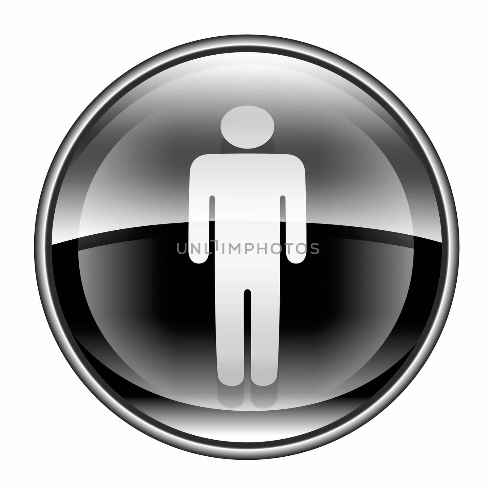 men icon black, isolated on white background.