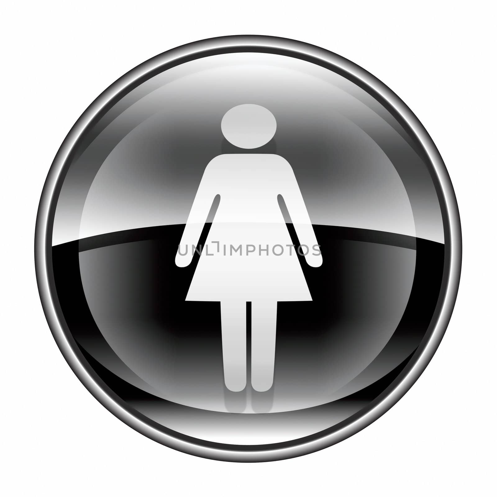 woman icon black, isolated on white background