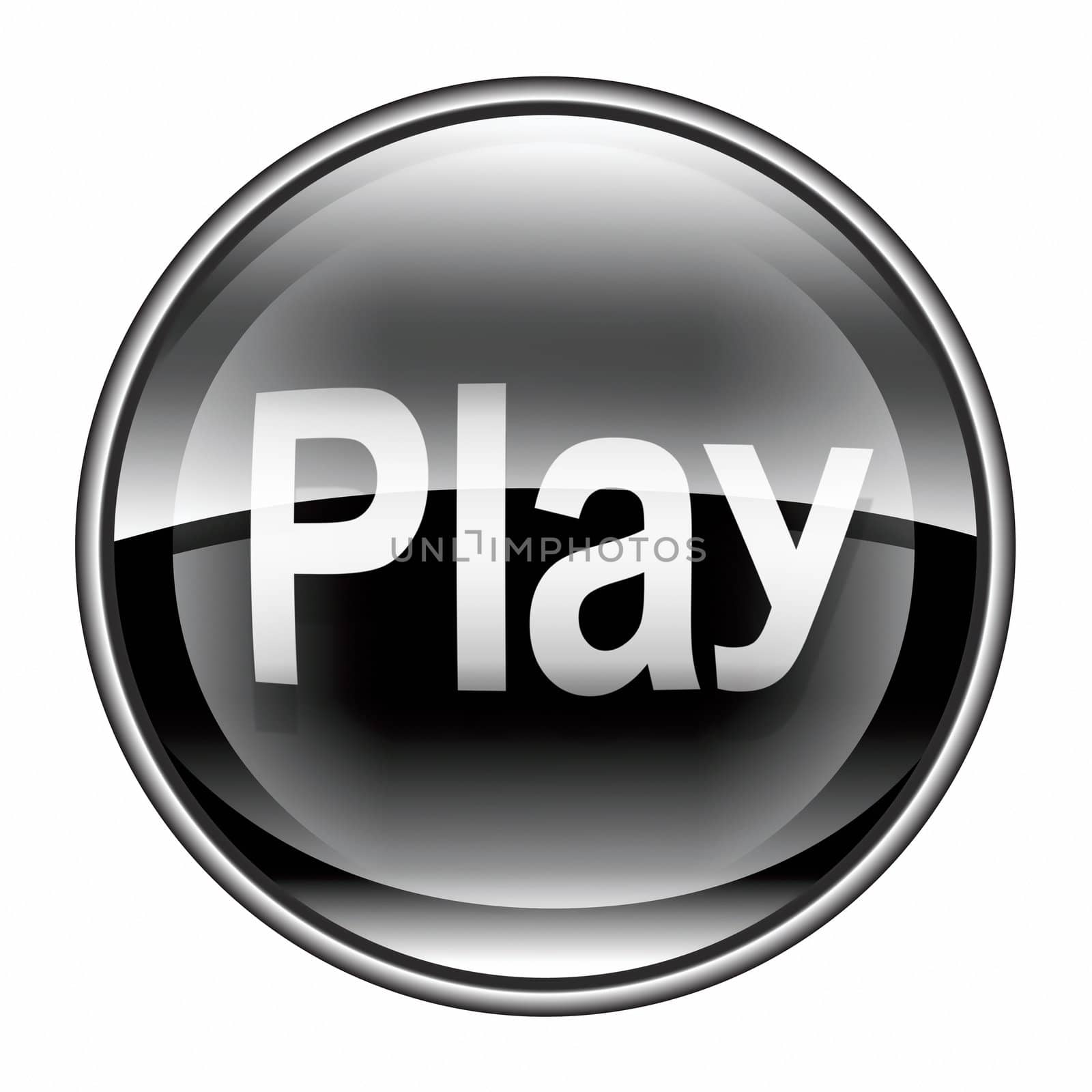 Play icon black, isolated on white background