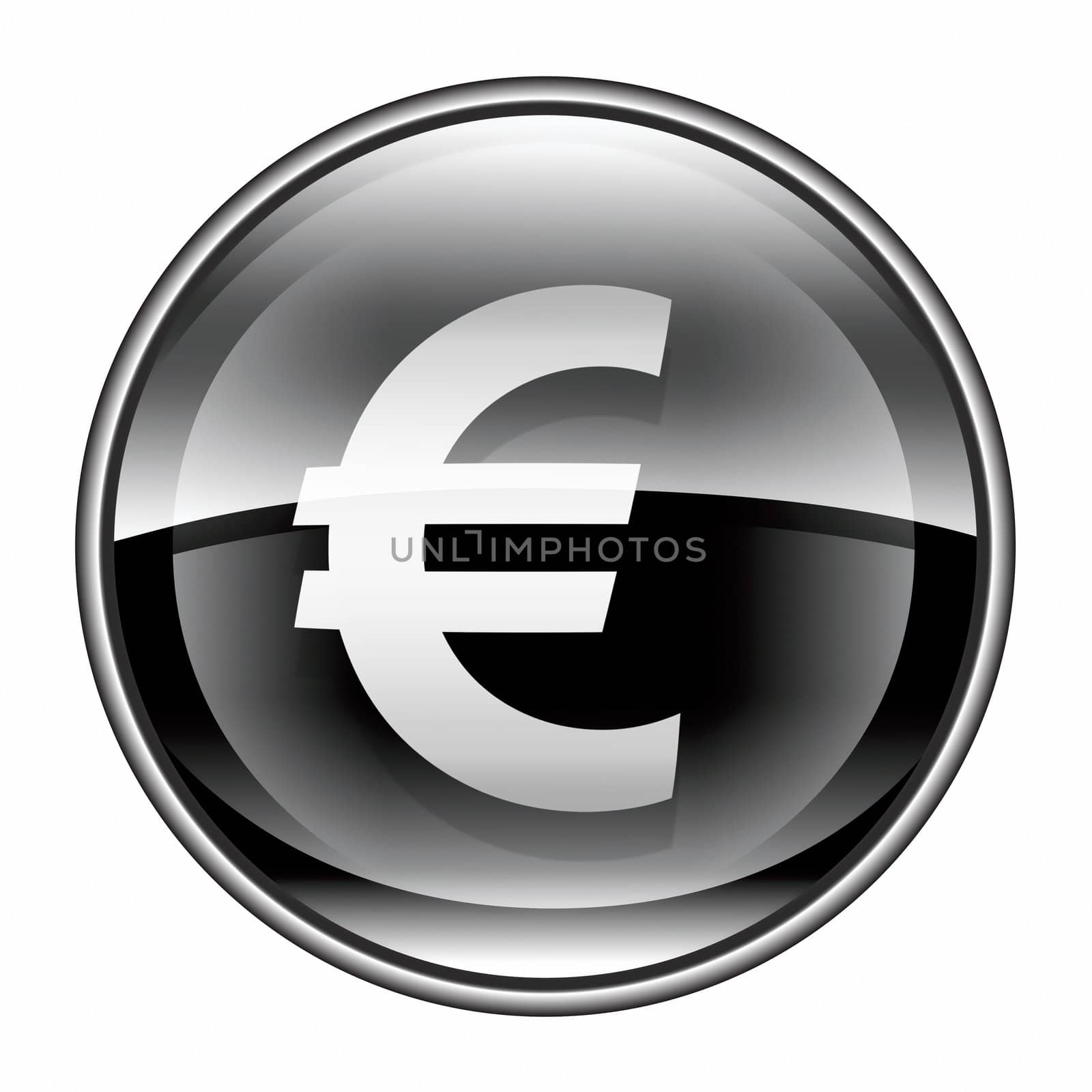 Euro icon black, isolated on white background by zeffss
