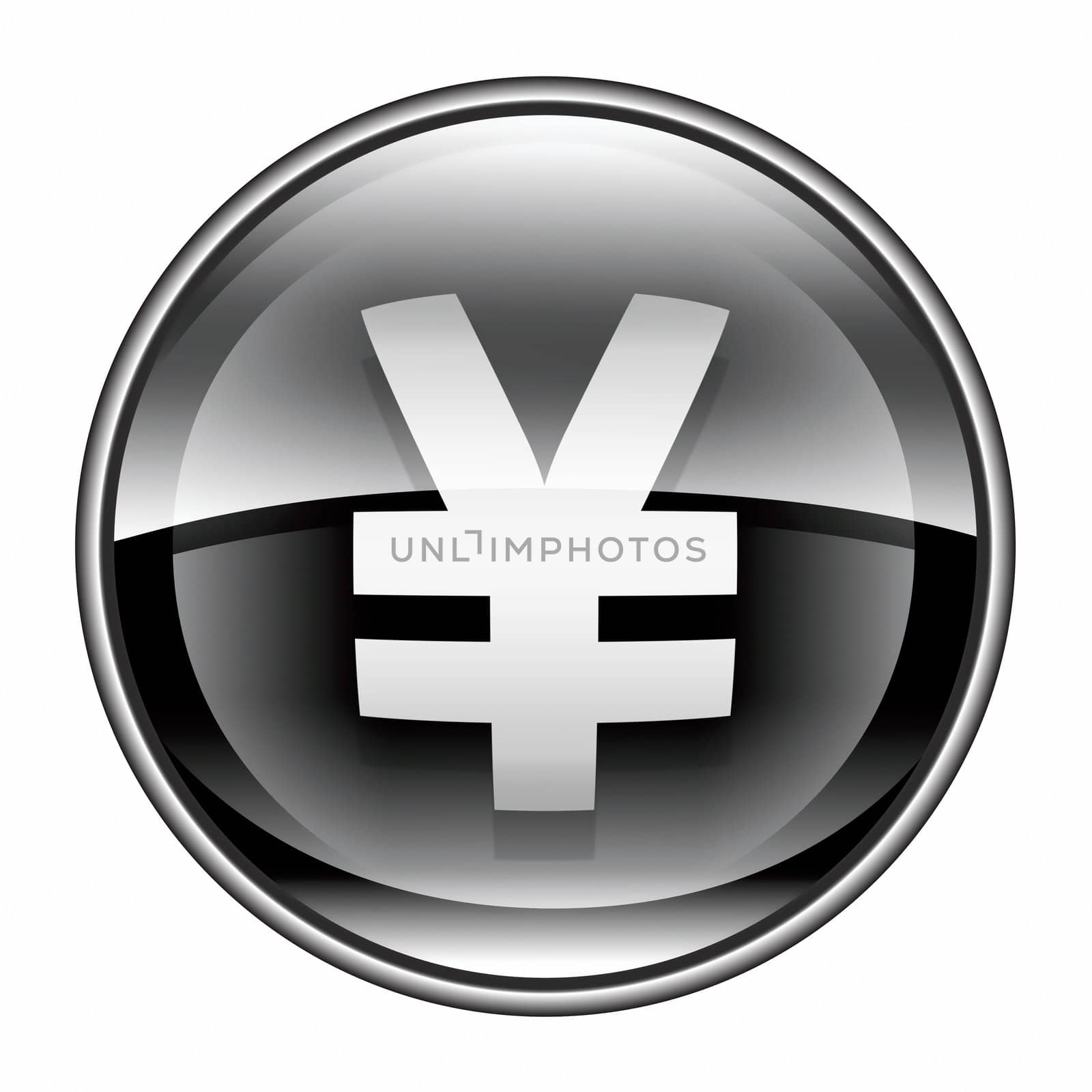 Yen icon black, isolated on white background