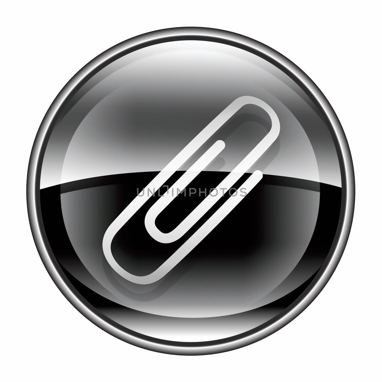 Paper clip icon black, isolated on white background by zeffss
