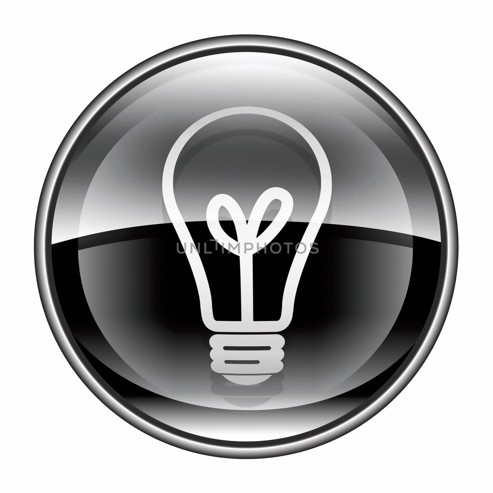 Light Bulb Icon black, isolated on white background by zeffss