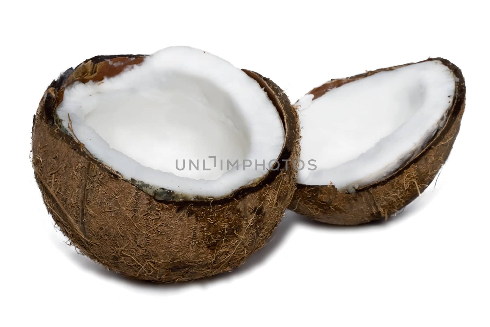 Fresh coconut on white isolated background