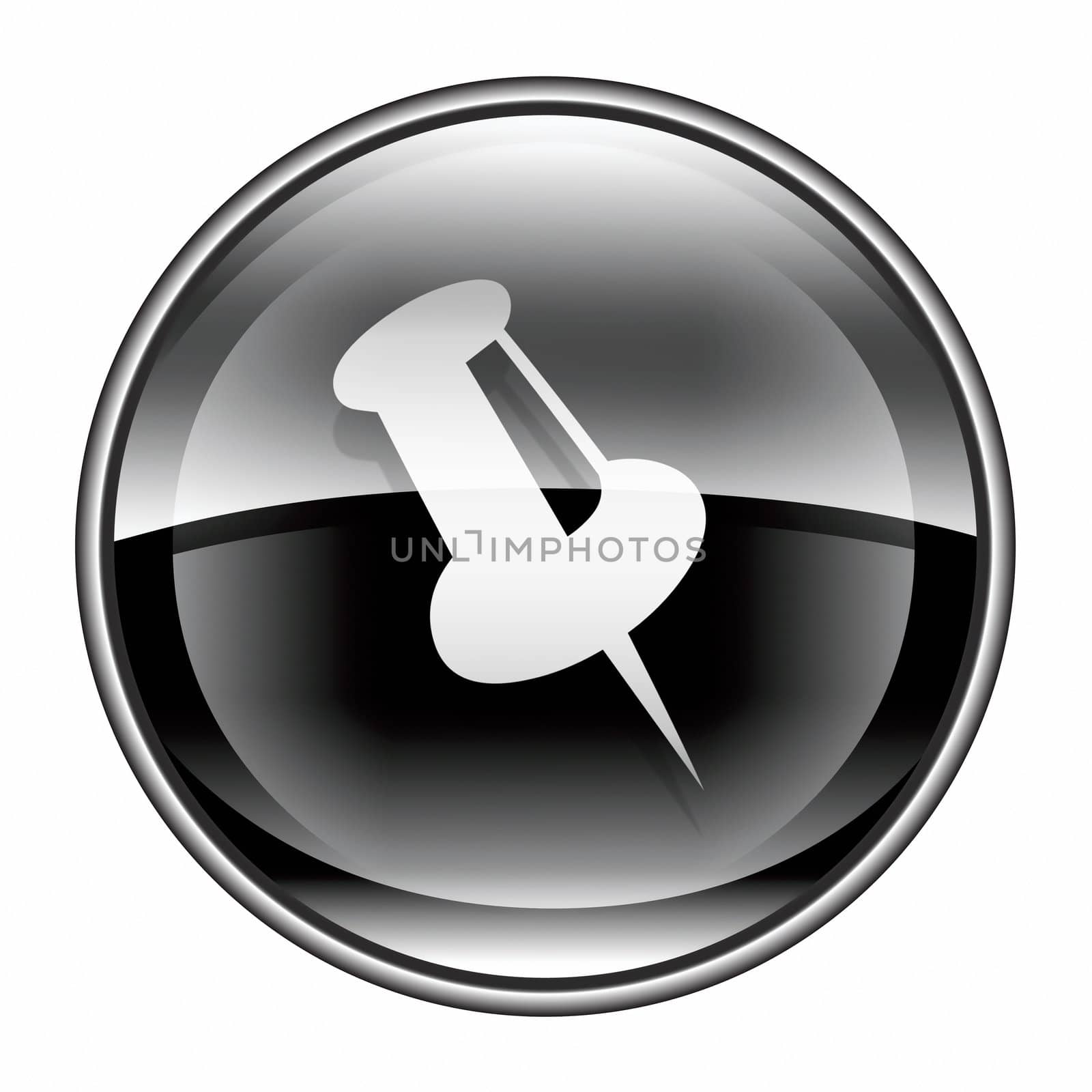 thumbtack icon black, isolated on white background. by zeffss