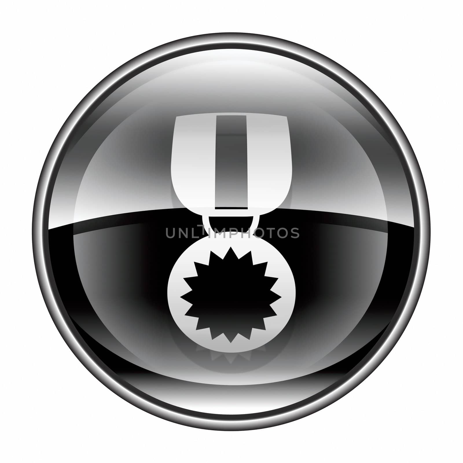 medal icon black, isolated on white background. by zeffss