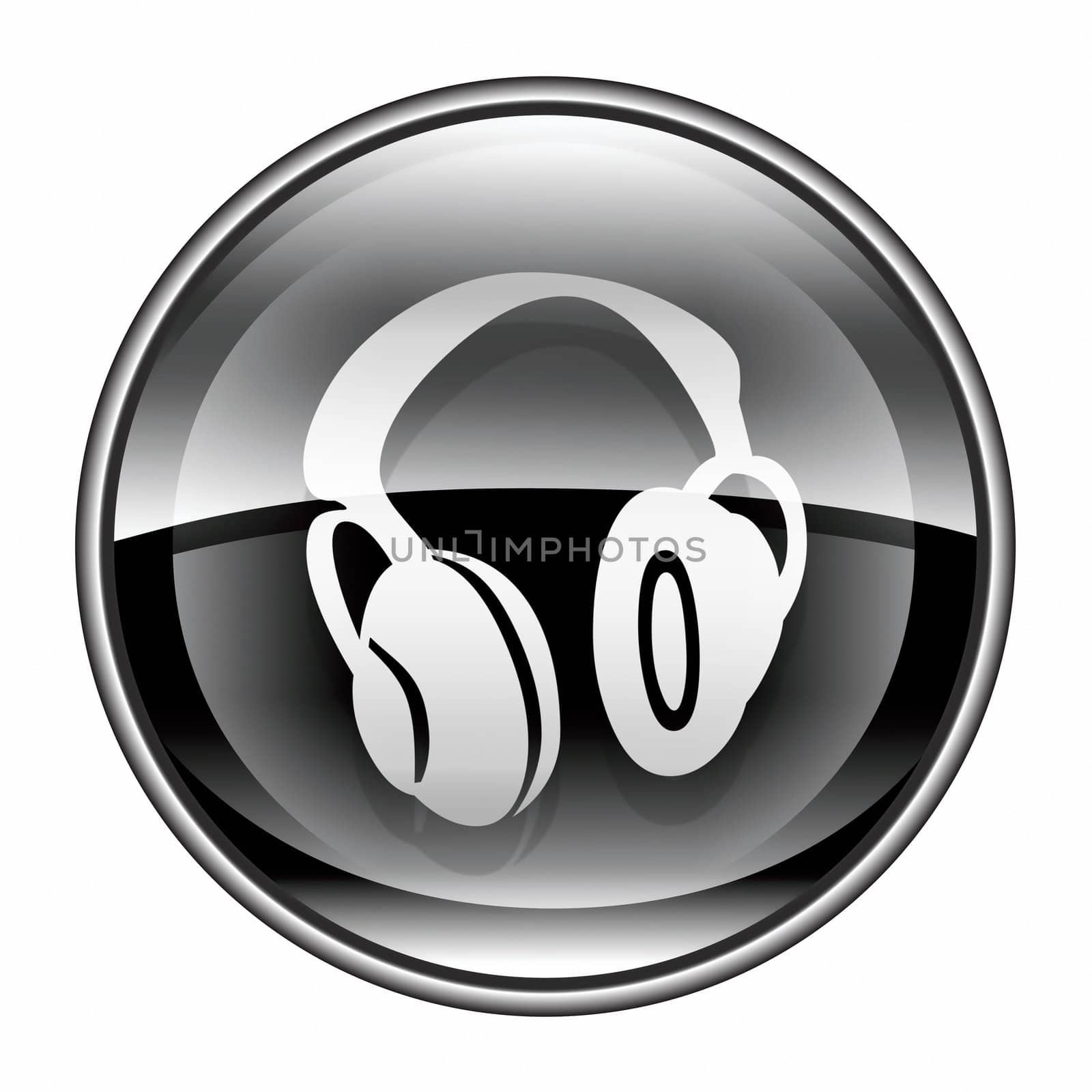 headphones icon black, isolated on white background. by zeffss