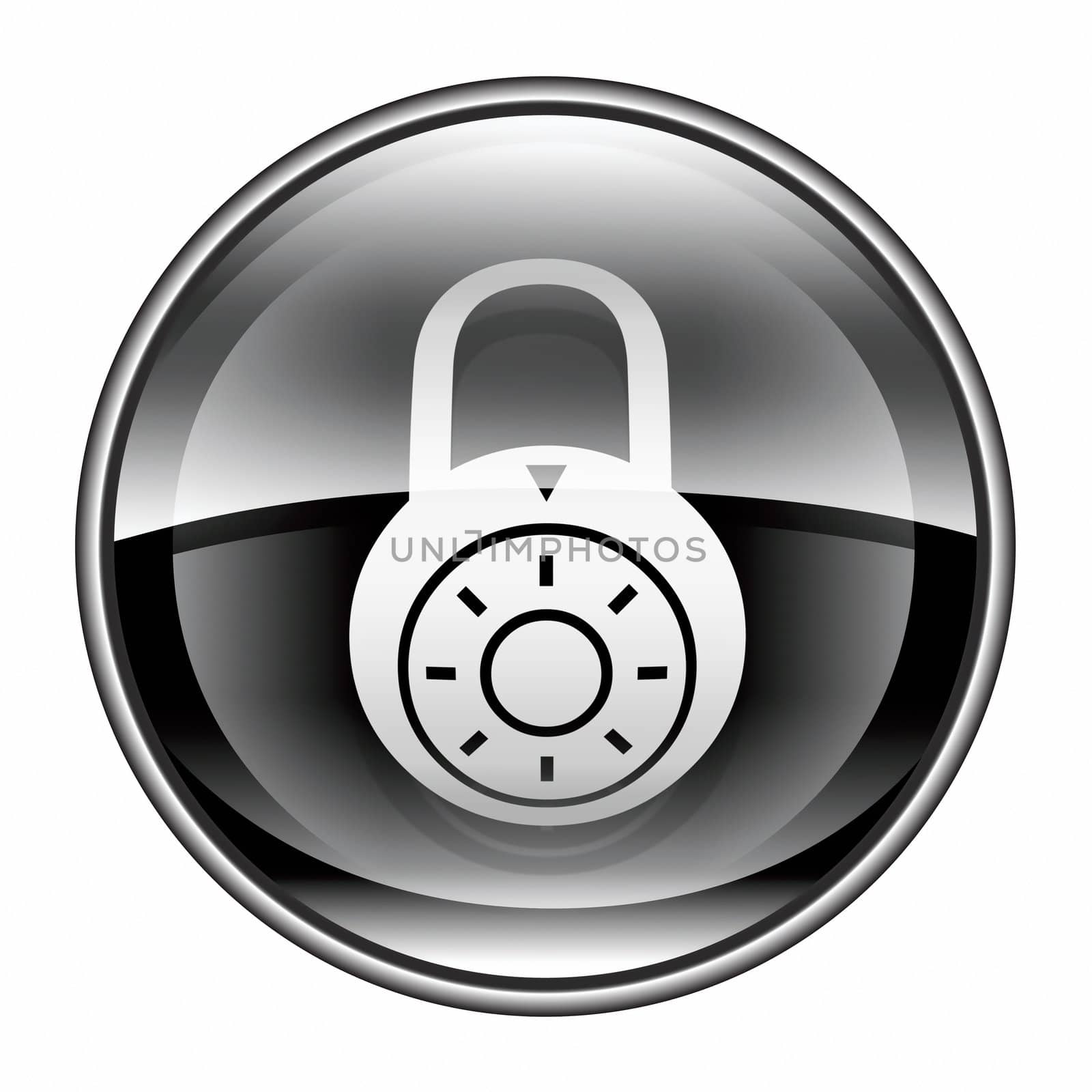 Lock off, icon black, isolated on white background.