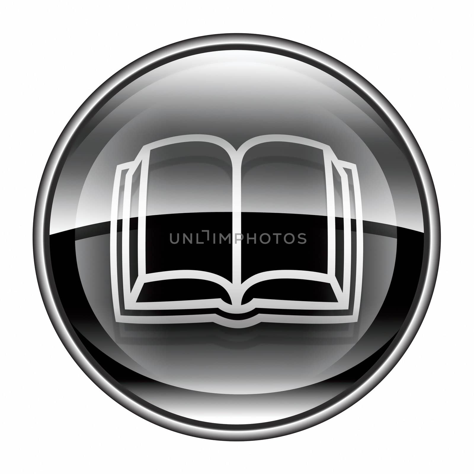 book icon black, isolated on white background.