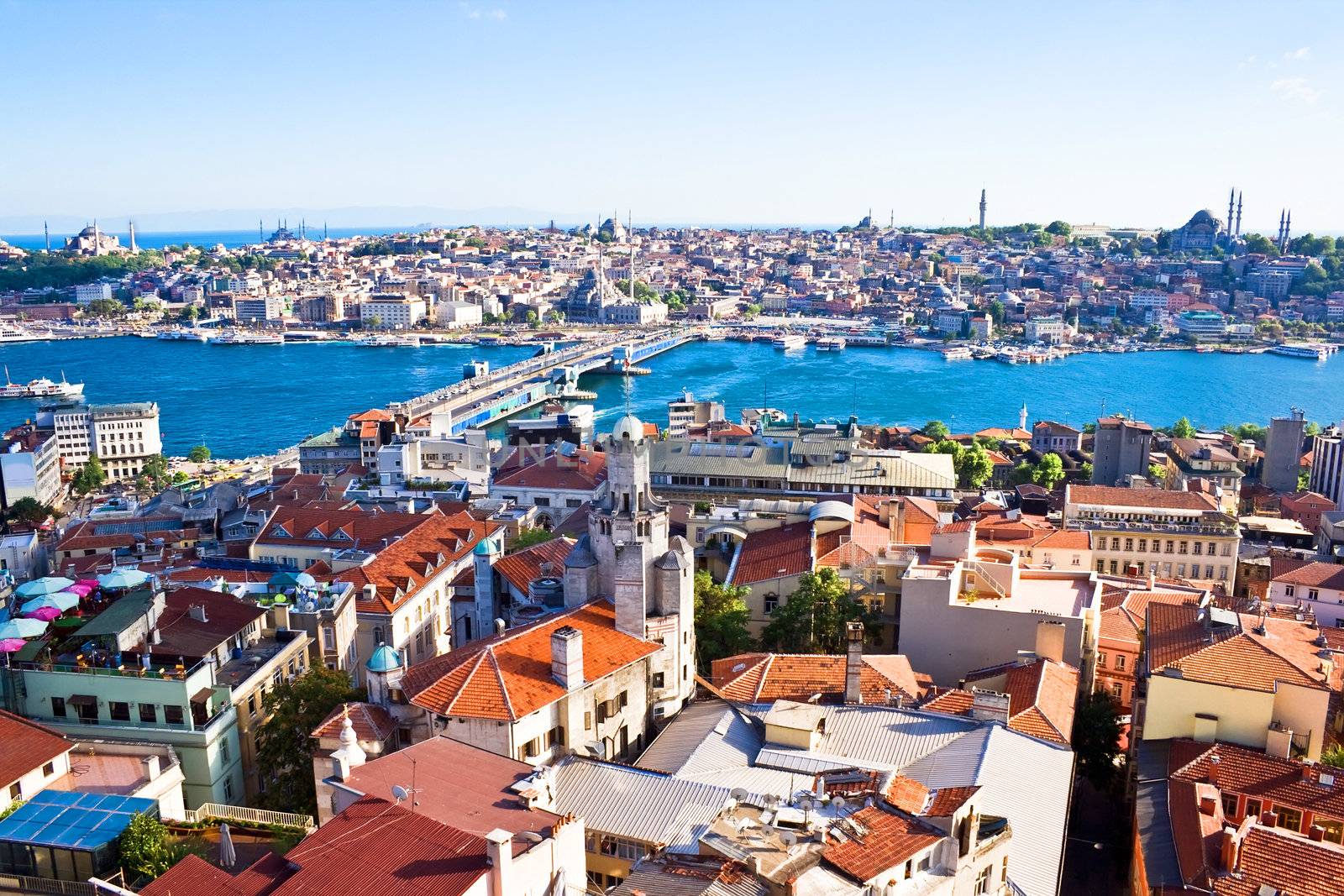 Istanbul. Panoramic View from Galata tower to Golden Horn, Turkey