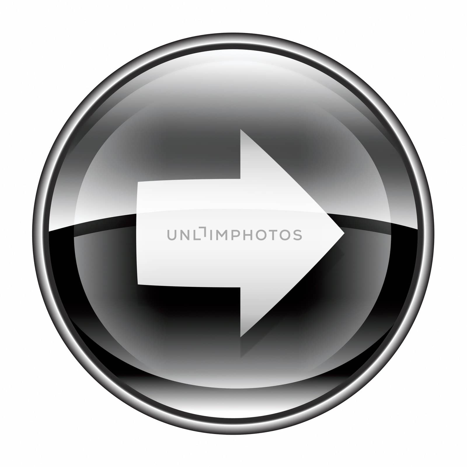 Arrow right icon black, isolated on white background. 