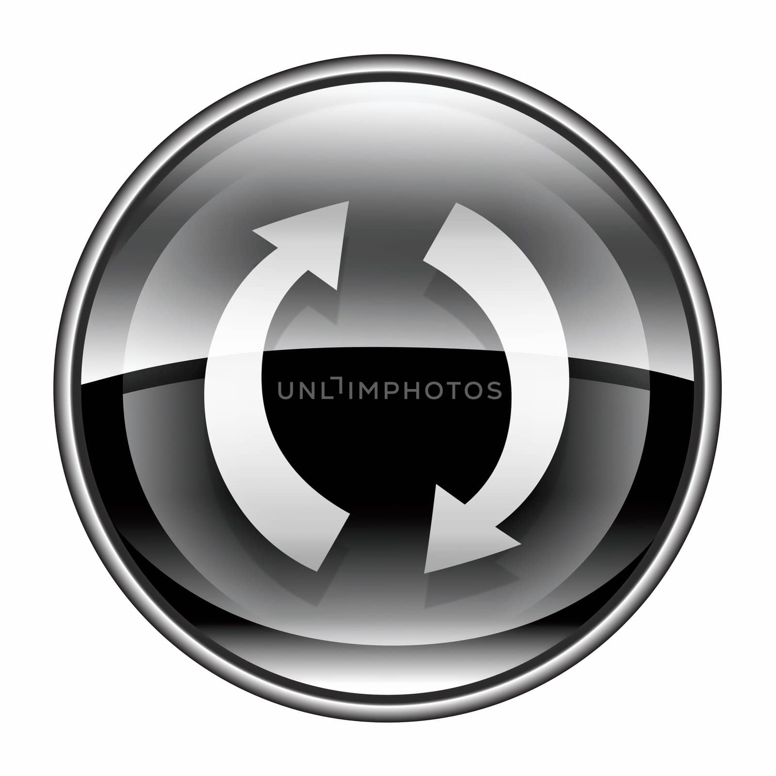 refresh icon black, isolated on white background.