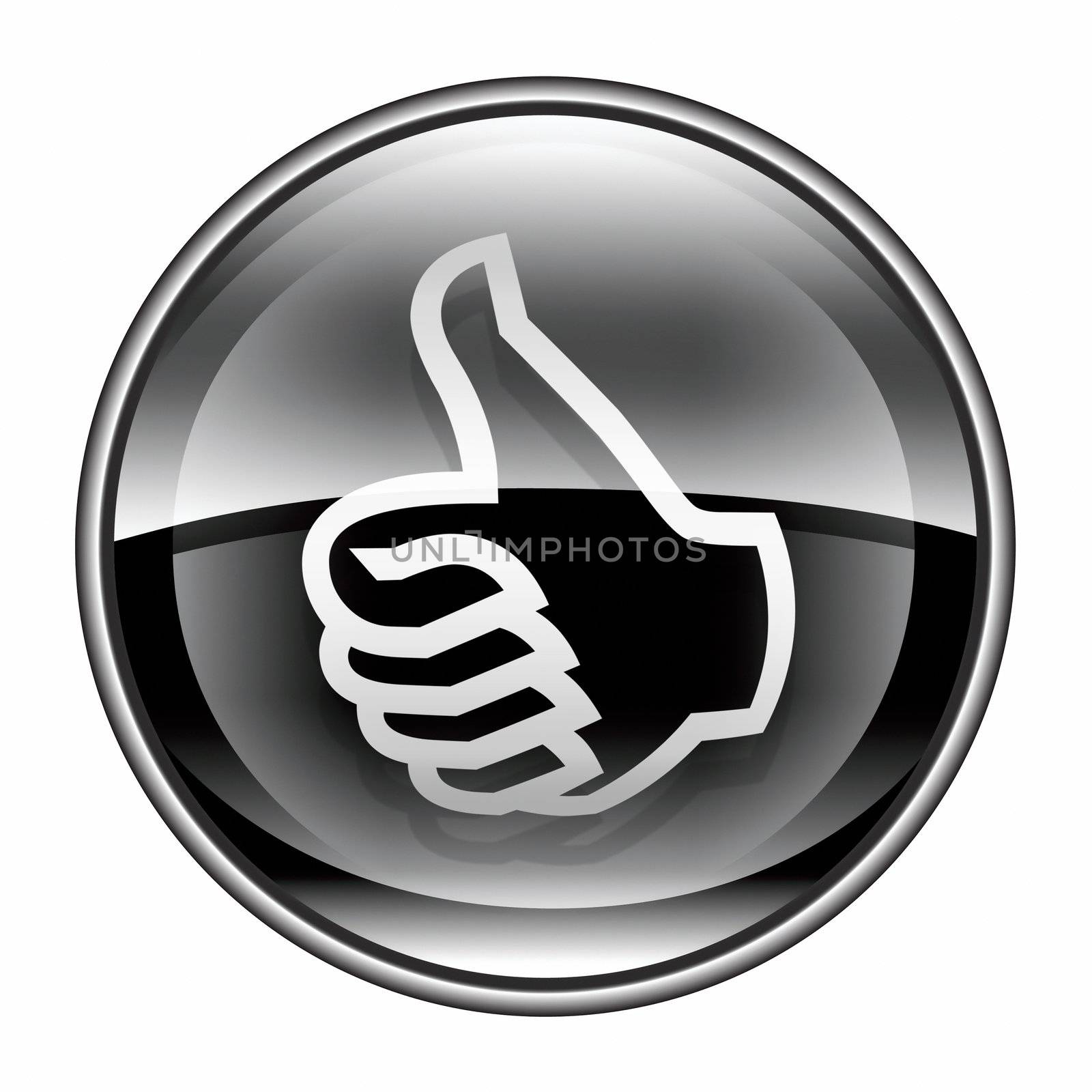 thumb up icon black, approval Hand Gesture, isolated on white ba by zeffss