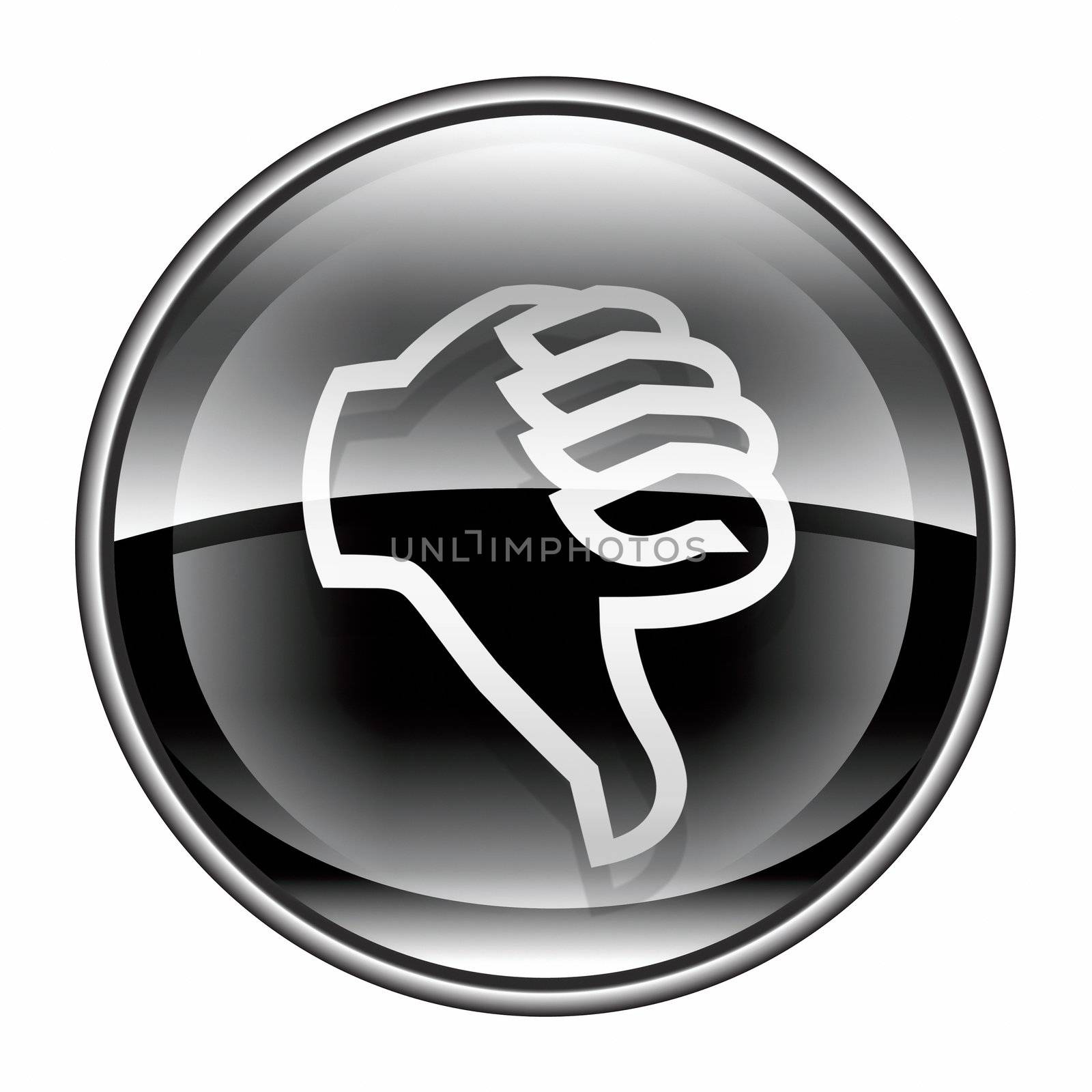 thumb down icon black, isolated on white background.  by zeffss