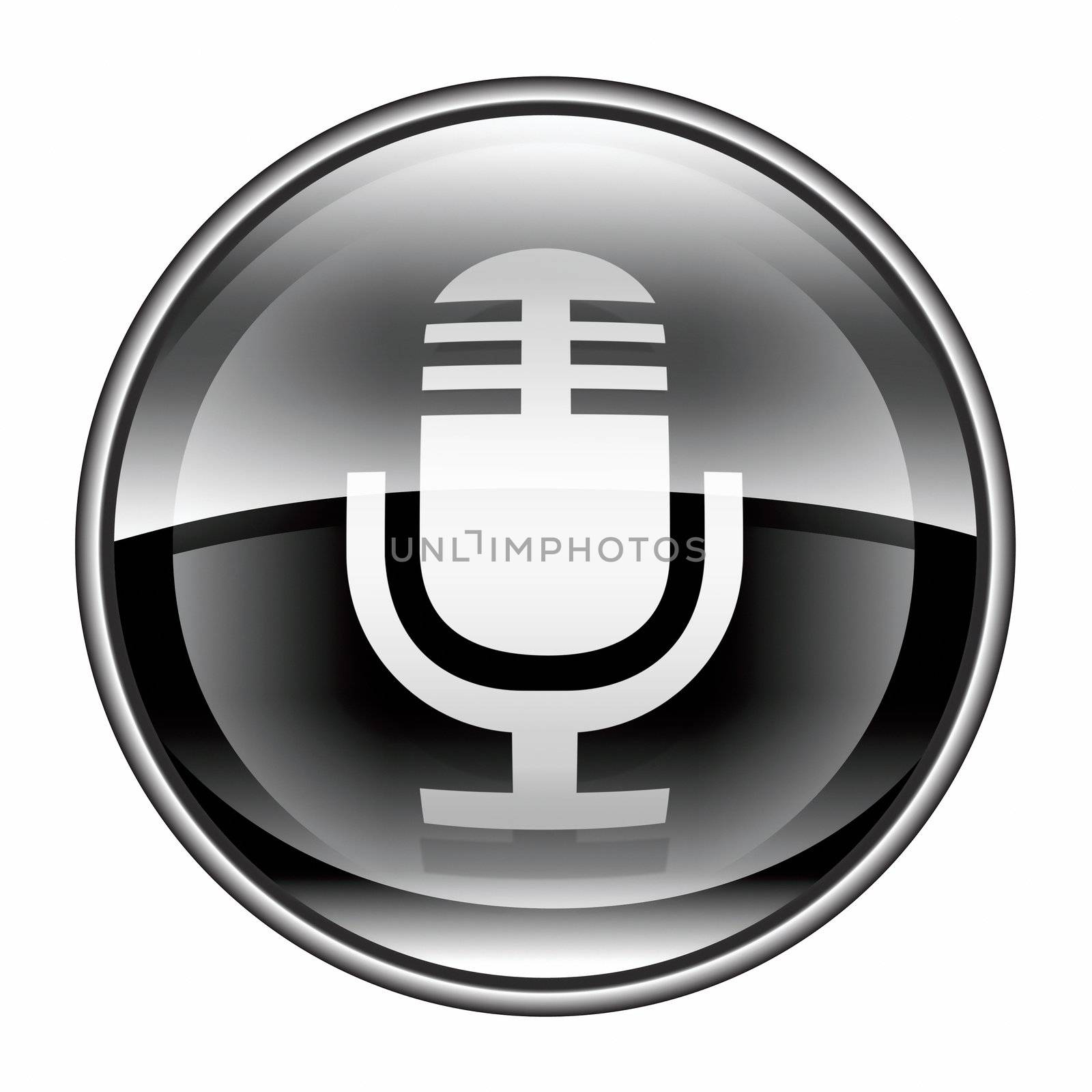 Microphone icon black, isolated on white background