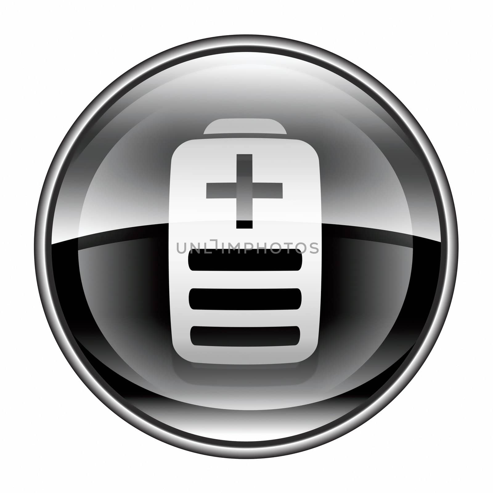 Battery icon black, isolated on white background 