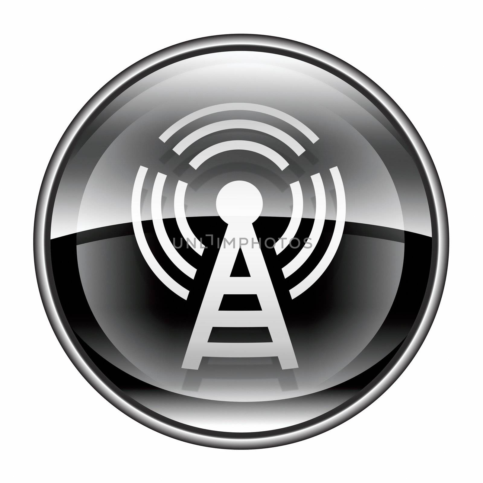 WI-FI tower icon black, isolated on white background by zeffss