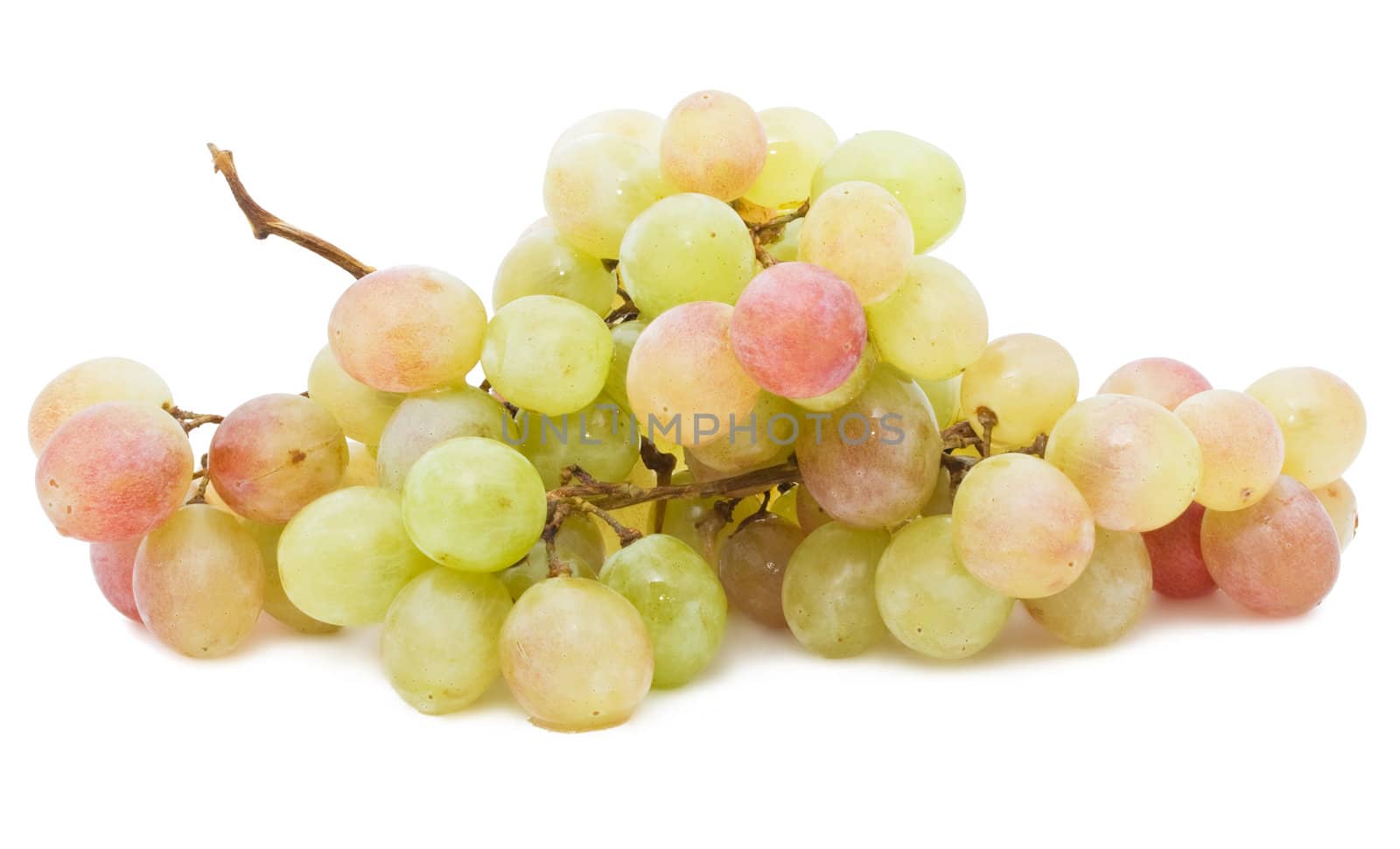 Bunch of fresh grapes isolated on white background