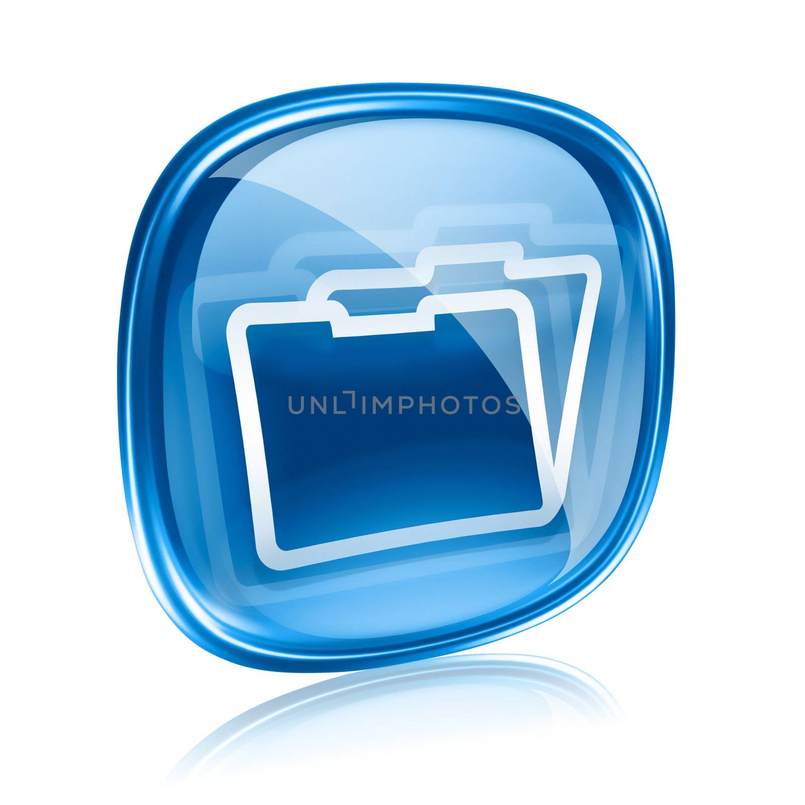 Folder icon blue glass, isolated on white background by zeffss