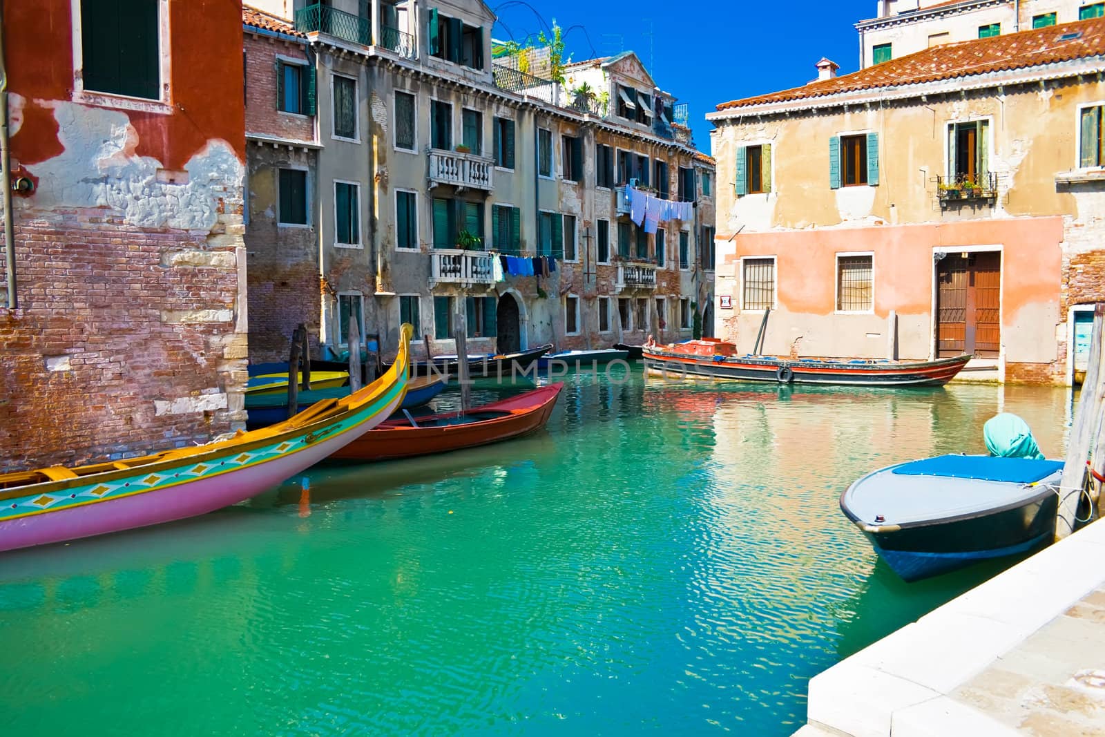 A typical venetian canal in summer, Venice