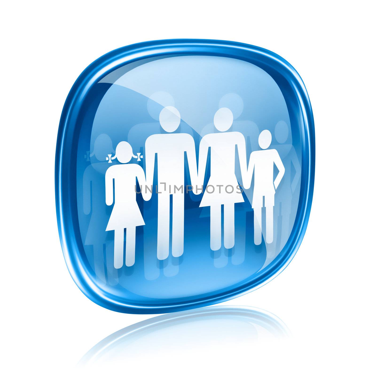 family icon blue glass, isolated on white background. by zeffss