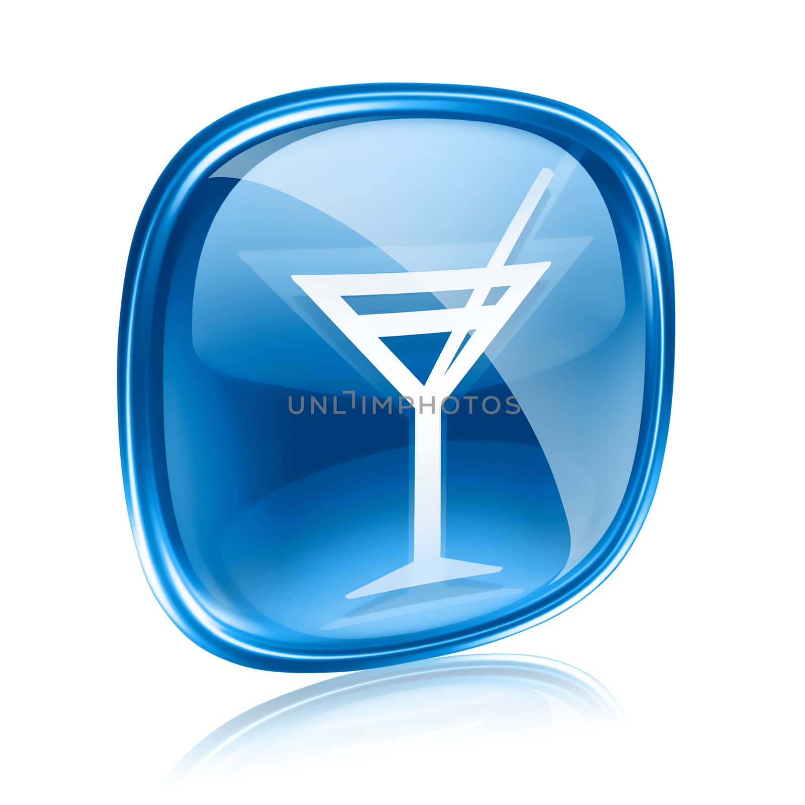 wine-glass icon blue glass, isolated on white background. by zeffss