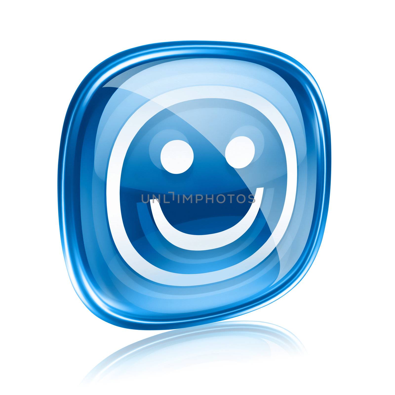 Smiley blue glass, isolated on white background. by zeffss