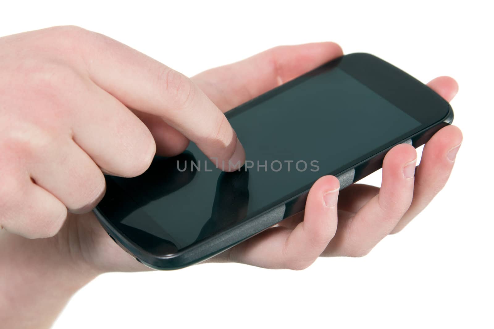 Close up of a female hand using a mobile phone