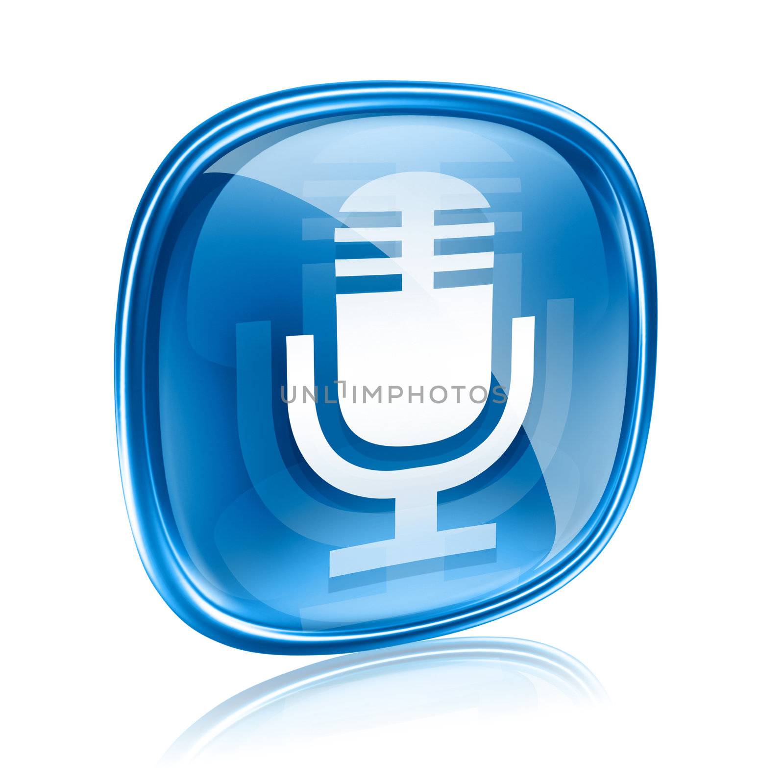 Microphone icon blue, isolated on white background by zeffss