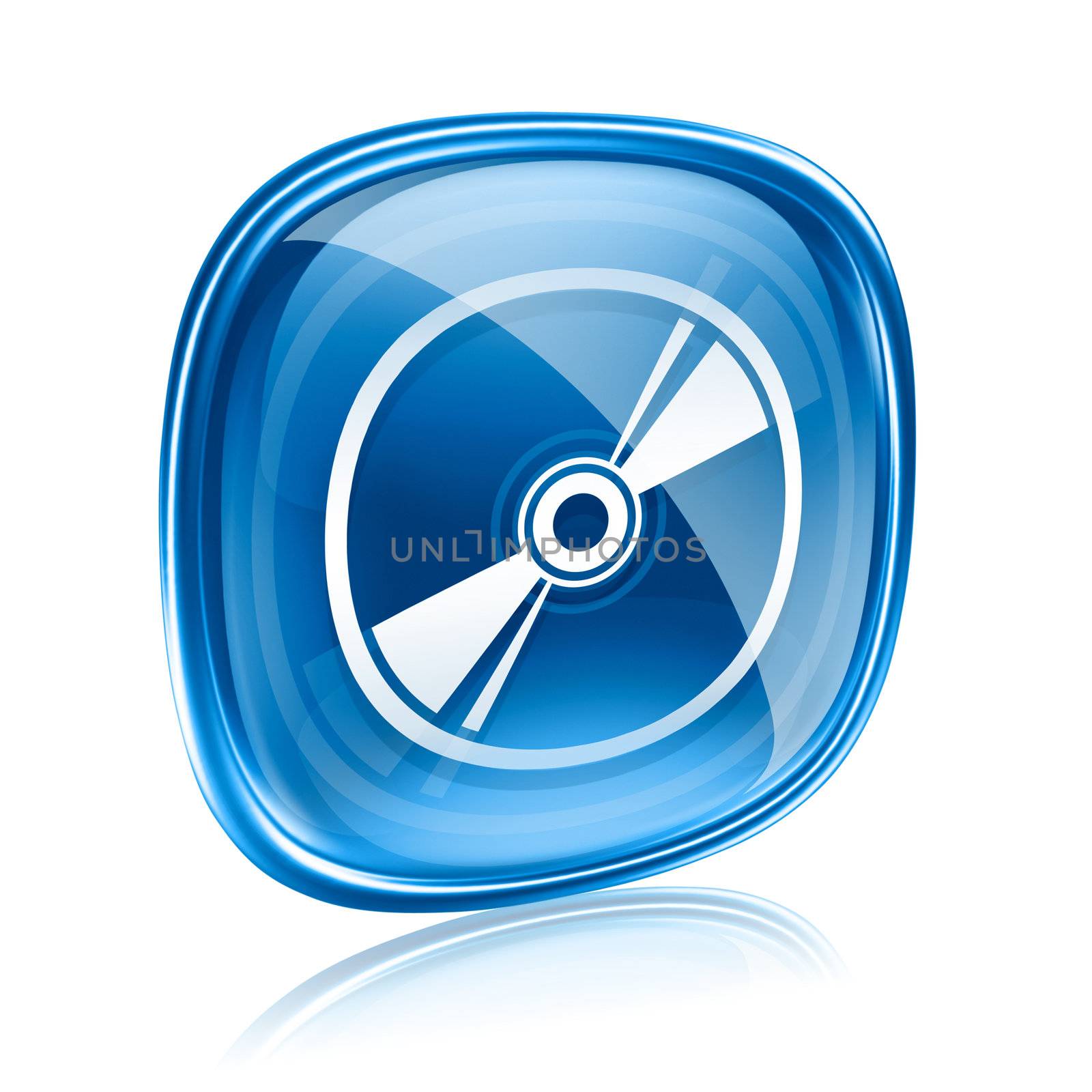 Laser disc icon blue glass, isolated on white background