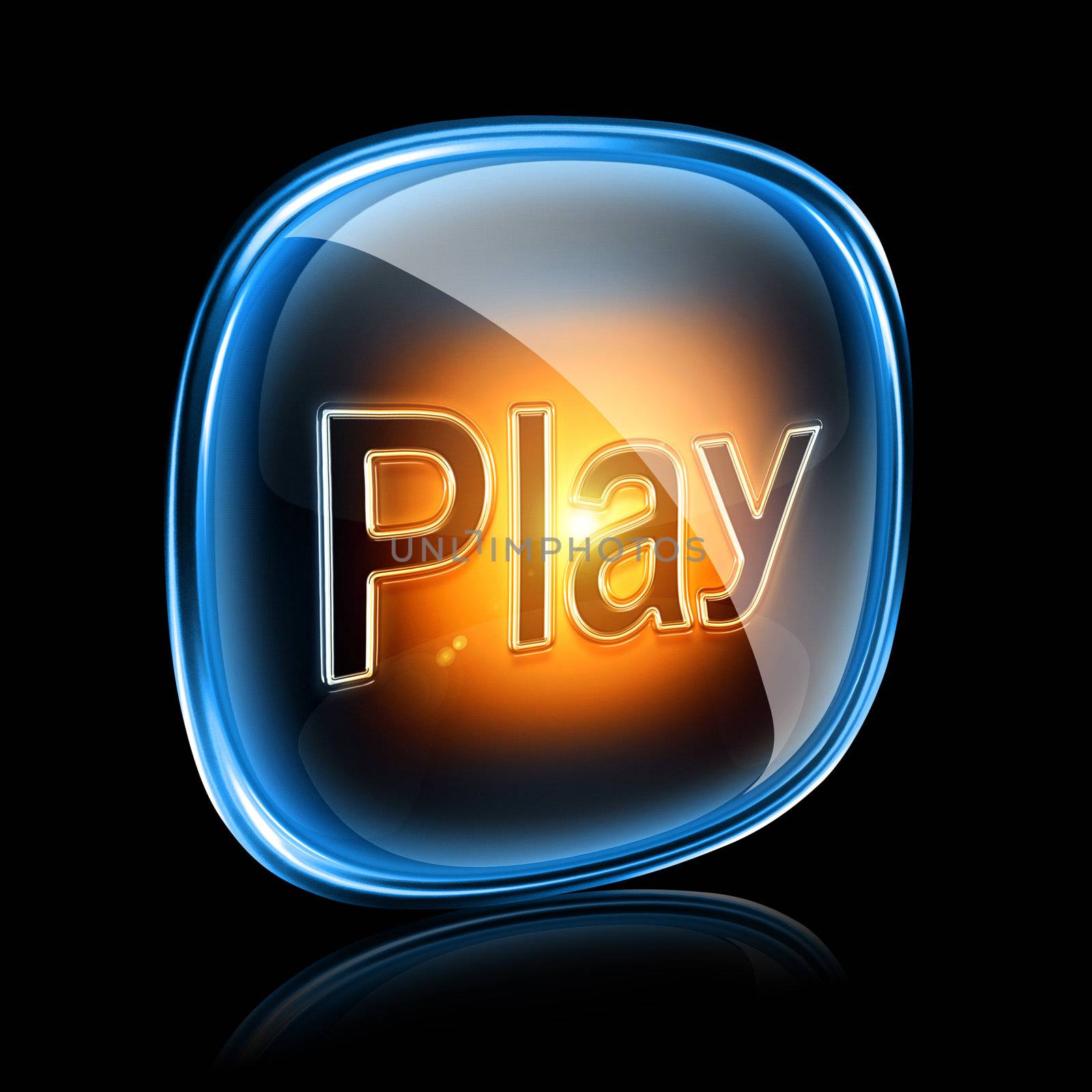 Play icon neon, isolated on black background