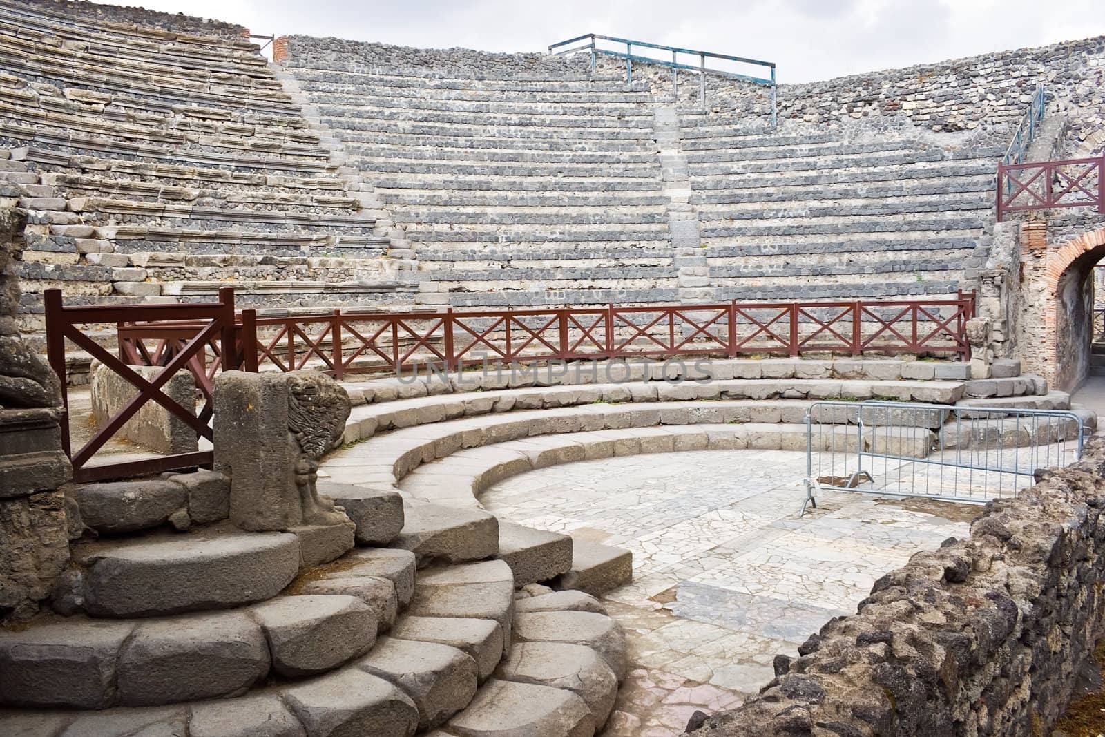Ruins of a small amphitheater in Pompeii, Italy