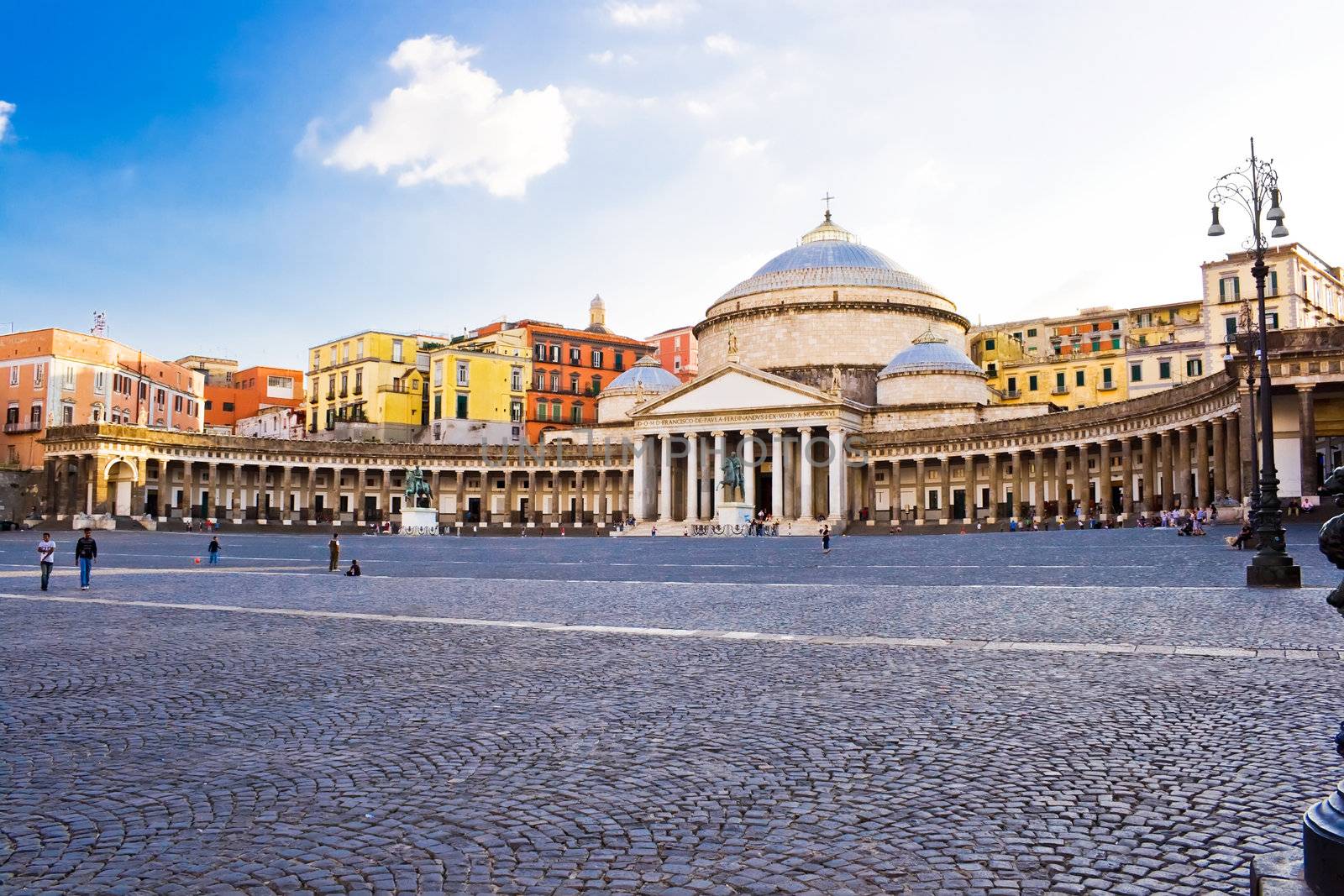 The basilica of Piazza Plebiscito in Naples, Italy