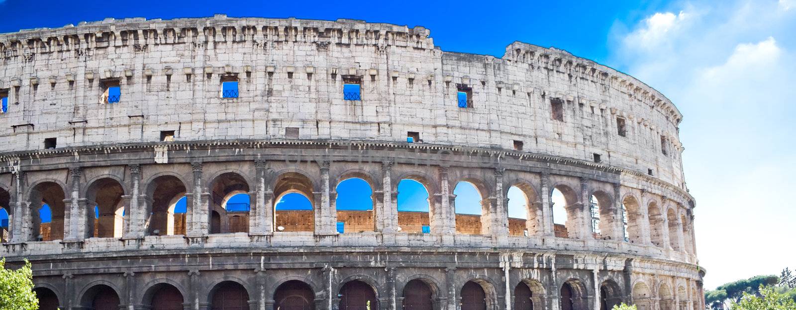 Panoramic view of famous ancient Colosseum in Rome