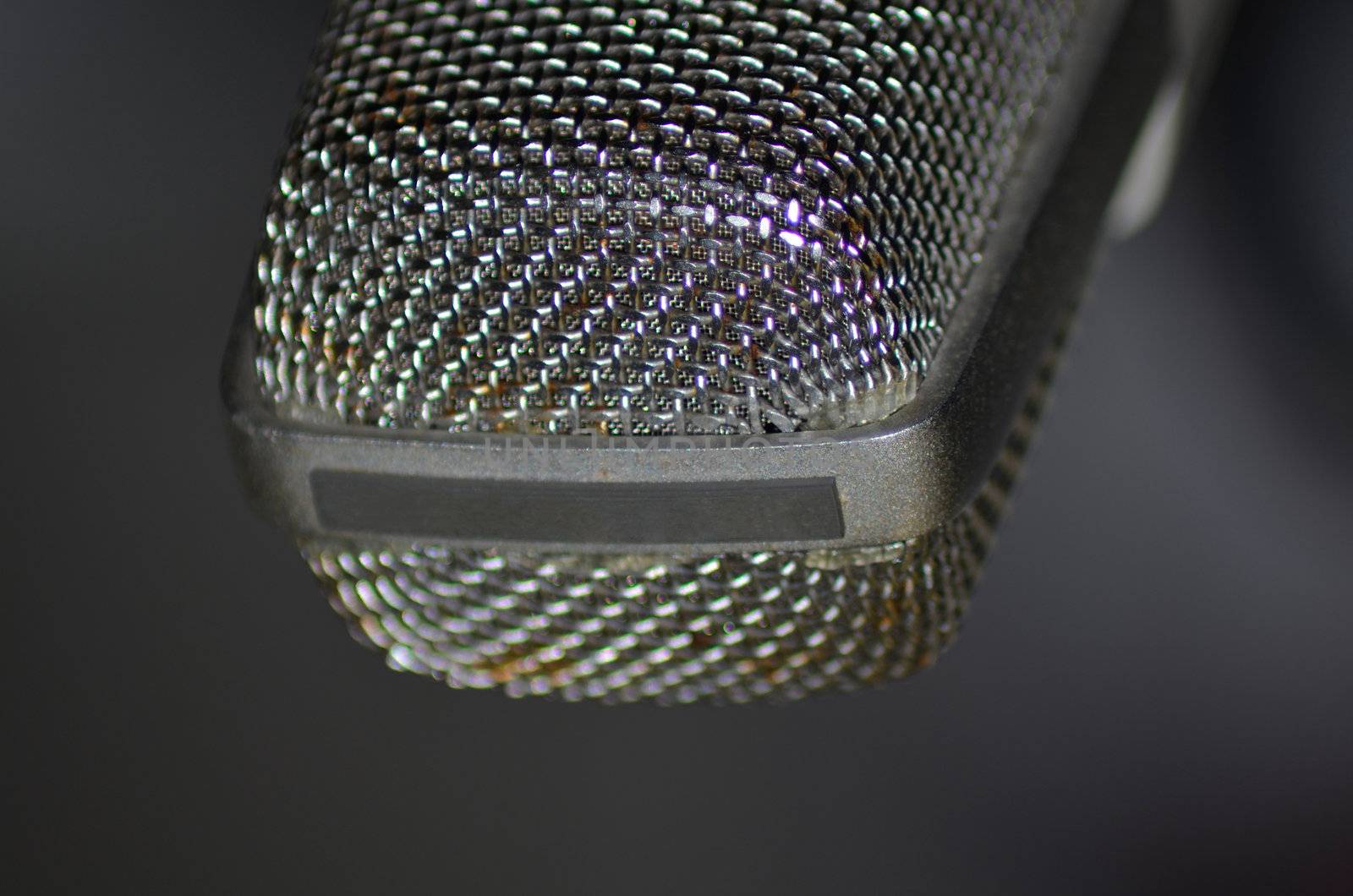 Closeup of an old microphone from the 50s