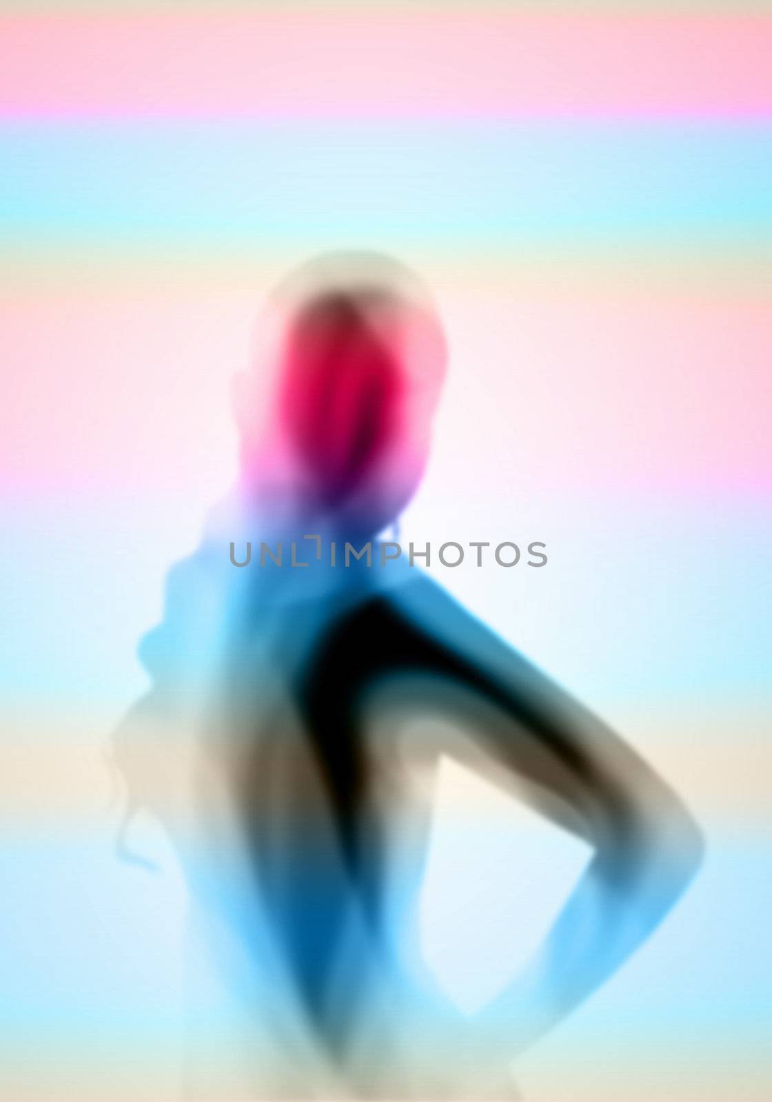 Female silhouette against colour background by sergey_nivens